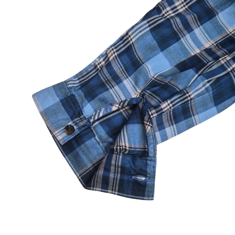 Terra & Sky Women's Button Down Shirt Plaid Long Sleeve Size 1X, 3X Blue Comet - Picture 8 of 11